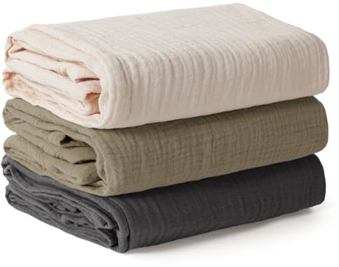 Peepeemax Baby Pucktuch für Neugeborene, Große Musselin Tuch 100x100cm, Weich Atmungsaktiv Baumwolle Musselin Decke Swaddle Blanket für Junge und Mädchen, 3 Stück, Grau