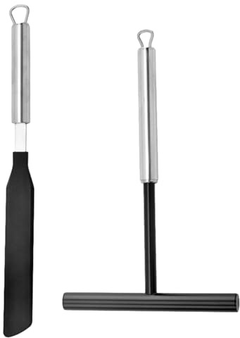 Lot de spatules à crêpe, ustensiles de cuisine pour crêpes - Grattoir et répartiteur en métal anti-adhésif - Outils de cuisson pour le support de crêpes dans la cuisine