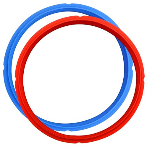 2 Pcs Silicone Sealing Rings Compatible for Instant Pot 6 Quart Pressure Cookers, Replacement Silicone Gasket Seal Rings Fit IP-DUO60, DUO50, LUX60, LUX50, CSG60, CSG50, for 5/6 Qt InstaPot, Blue+Red