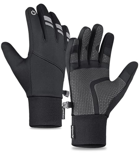 Hapivida Gants d'hiver Chaud à écran Tactile, Gants de Cyclisme Thermiques, Gants de Sport Course de Conduite VTT Escalade Randonnée Imperméable(L)