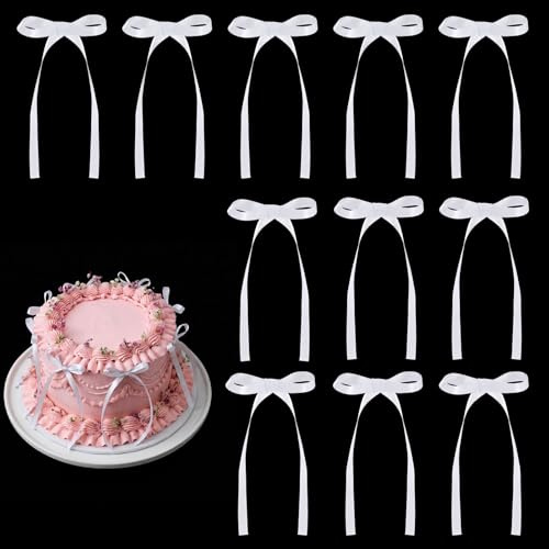 Confezione da 30 decorazioni per torte con fiocco bianco per torte, decorazioni di compleanno, fiocco a tema civetta, topper per cupcake per matrimoni, baby shower, addio al nubilato