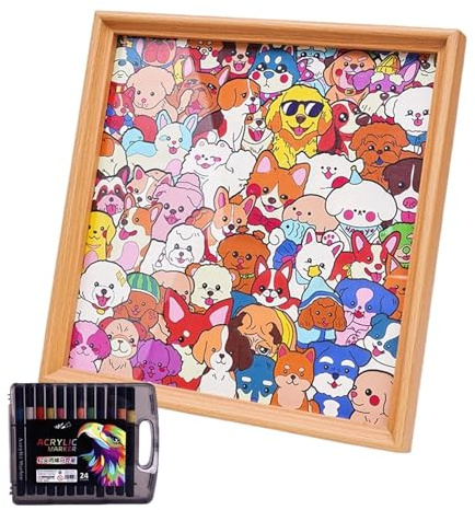 Colorez votre propre puzzle - Cadre photo DIY à colorier pour chiens, bricolage créatif de puzzles d'animaux, activité artistique interactive amusante, décoration de puzzle d'animaux pour la