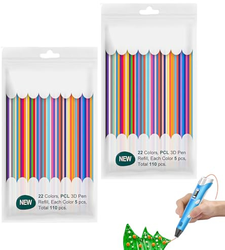 Glow in the Dark 3D Doodler Pen Mins, 220 piezas 3D Pen Filament for 3Doodler Start+ Pen Pluma, 2,5 mm PCL Recargas de lápiz 3D de baja temperatura (22 colores)