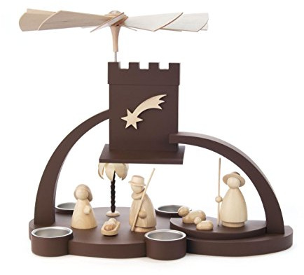 Pyramid Nativity for Tealights Dregeno Without Running Disc Brown/Ore Mountains