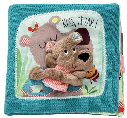Lilliputiens - Stoffbuch „César Umarmungen“ - Interaktives Buch mit Fingerpuppe - Gute-Nacht-Geschichte für Babys - Ideal zur Förderung von Fantasie und Motorik - Ab 12 Monaten - 86863