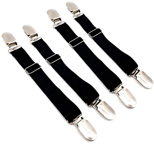 Outman 4 Pcs Multifuction Adjustable Elastic Stocking Clip Garter Suspender (4pcs black)