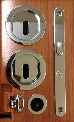 Juego de nichos circulares para puertas correderas K1201 - con orificio llave (cromo brillante)