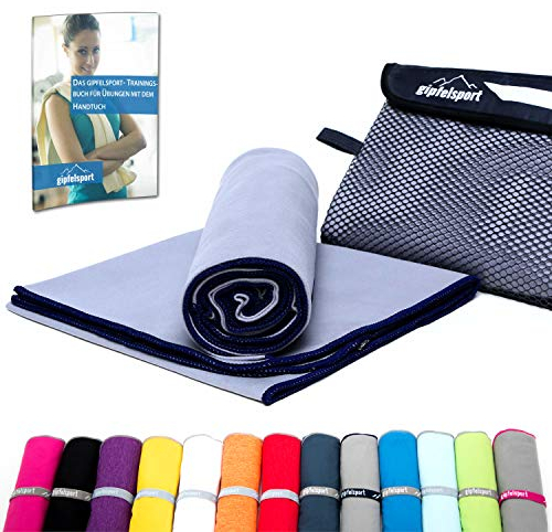 gipfelsport Mikrofaser Handtuch - Microfaser Handtücher Set, Strandtuch, Badetuch I groß, schnelltrocknend I für Sport, Beach, Reise, Outdoor, Camping I leicht, dünn, klein I 80x40cm I Grau