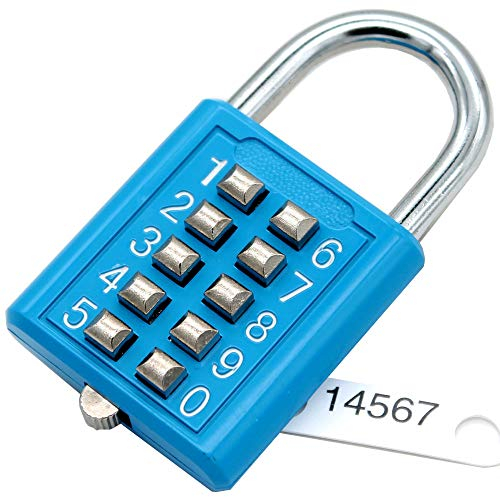 Candado de acero inoxidable MINION, combinación de botones de 10 dígitos, bloqueo de contraseña, sin llave, adecuado para, viajes, vestuarios, campus, etc. (azul)