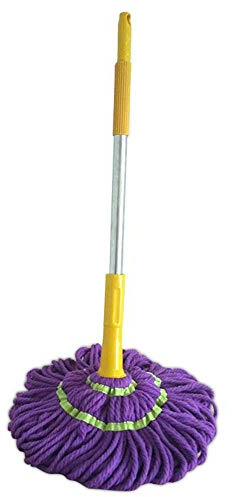 ZZM Serpillère rotative facile à essorer, poignée en acier inoxydable auto-torsadée, balai nettoyeur de sol, tige télescopique