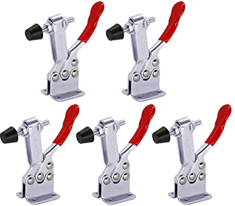 5 pack Hold Down Toggle Clamps Latch Antislip Red 201B Hand Tool 200Lbs Holding Capacity Antislip Horizontal Quick Release Heavy Duty Toggle Clamp Tool (Industrial)