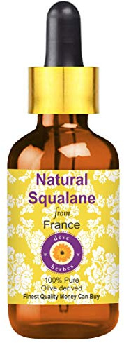 Deve Herbes Pure Natural Squalane Oil (derived from Olives) with Glass Dropper Natural Therapeutic Grade10ml (0.33 oz)