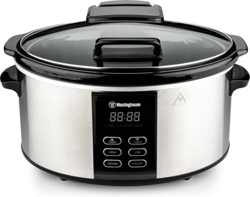 Westinghouse WKSC65 slow cooker, 3 lägen ce matlagning, varmhållningsfunktion, stor 6 l kapacitet.