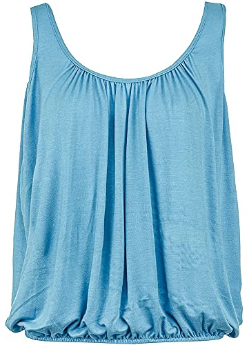 Love My Fashions® Women Vest Top Round Scoop Neckline Bubble Hem Straps Sleeveless Top Vest for Women UK Sky Blue