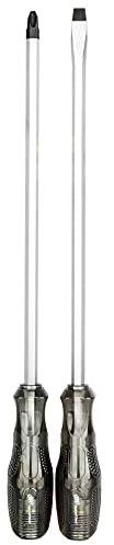 Ingersoll Rand 2 Pc. Heavy-Duty Full Tang Magnetic Tip Screwdriver Set With High-Torque Hex Shafts and Impact Rated Striking Caps, Made From Industrial Grade SVCM Materials and Sandblasted Finish