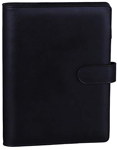 HAUTOCO A5 Binder Abdeckung PU Leder Ringbuch Nachfüllbar Budget Binder, Notizbuch A5 Ringbuch Planer Organizer für Reisearbeit und Organizer, Schwarz