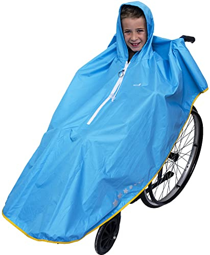 GOTITA Poncho imperméable pour fauteuil roulant enfant - imperméable pour enfant - Couche de pluie pour fauteuil roulant - Poncho design italien (Bleu)