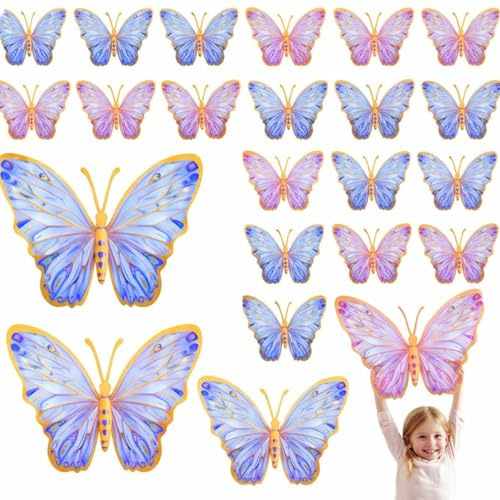 Outus 48 Pcs 3D Large Butterfly Party Decoration 12 Inch 8 Inch 4 in Big Butterfly Centerpieces for Tables Wall Stickers for Birthday Baby Shower Wedding Bedroom Hanging Decoration(Pink, Purple)