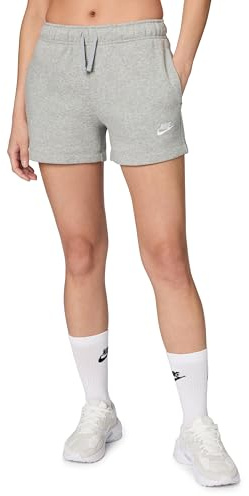 Nike Women's Sportswear Club Fleece Mid-Rise Shorts, Dark Grey Heather/White, Medium