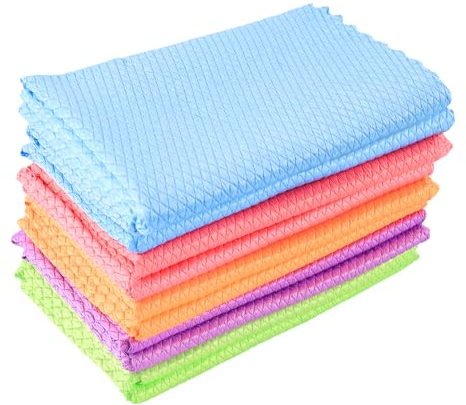 Necdeol 10 Stück Mikrofasertücher Putztücher, 40x30 cm Nano Streifenfrei Fenstertuch Geschirrtücher, Fishscale Reinigungstücher für Auto, Fenster, Küche, Glas, Spiegel, Wasserhahn und Bad