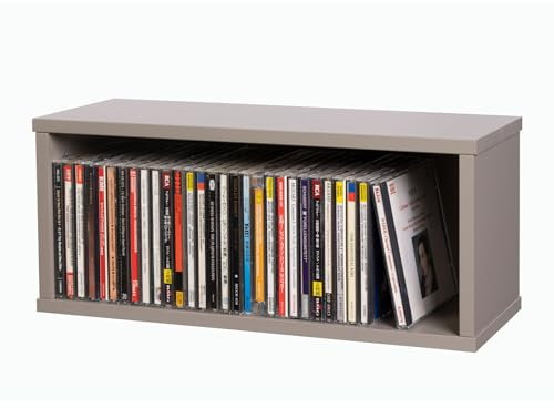 sdroceRyaM CD-Regal aus Holz, Medien-Display, 39 x 17 x 16 cm, Grau, geeignet für CDs, Videospiele, Bücher, Aufbewahrung und Organisation