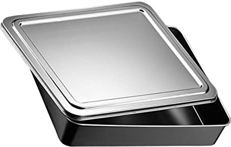 TOPBATHY Teglie Per Dolci in Acciaio Inox Con Coperchio Teglia Per Tiramisù Teglia Antiaderente Leggera E Portatile Per Fare Regali