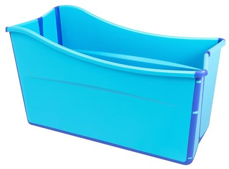 Bañera, plegable y portátil con capacidad de carga de 198,4 libras, bañera de lavado que ahorra espacio, para baños, baños infantiles, natación infantil, azul, 87 x 46 x 56,5 cm