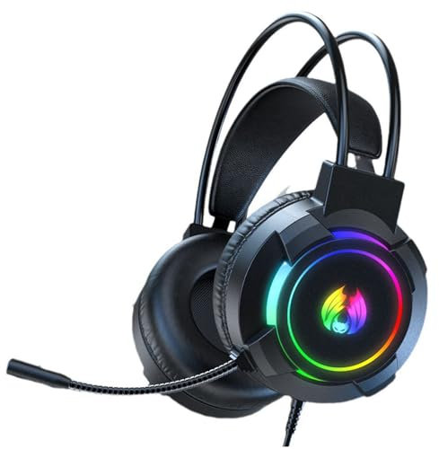 Hduacuge Auriculares de 7.1 Estéreo Surround Bass, Consola de Ordenador con Micrófono, Auriculares RGB