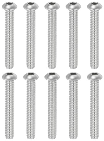 PATIKIL 10pz Viti a Testa Bombata con Esagono Incassato, 1/4-20x1-7/8 Acciaio Inossidabile 304 Bulloni Testa Cilindrica Esagono Incassato Viti Completamente Filettatura Completa Fine UNC