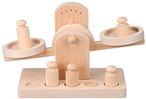 Parliky Holz Balkenwaage Lernspielzeug für Montessori Pädagogisches Balance Spiel Glatte Oberfläche Sicher und Fördert Mathematisches Verständnis für Jungen und Mädchen