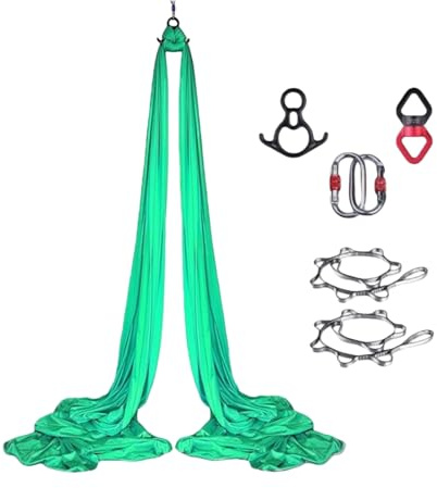 Yoga Aerial Silk (8 x 2,8 m), amaca da yoga da appendere, altalena trapezio, forte portante, protezione sicura, set altalena yoga, amaca acrobatica (08)