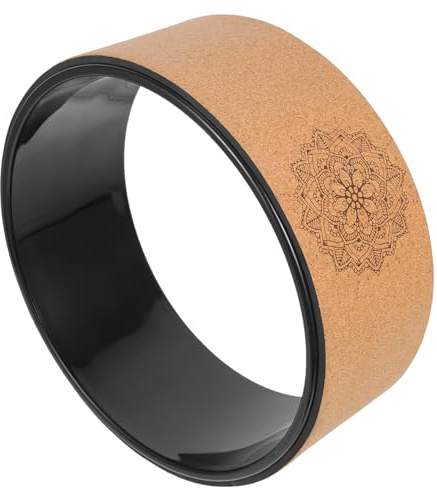 HOMSFOU Rueda de Yoga Práctica de Roble y Tpe para Entrenamiento de Pilates y Yoga, Alivio del Dolor de Espalda y Aumento Flexibilidad, Antideslizante y Portátil
