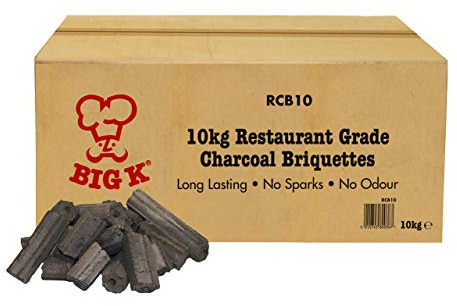 Big K Au Natural Restaurant Grade Charcoal Briquettes, 10kg Box Compressed Charcoal