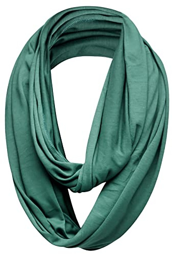 Basic Sense Plain 50% Cotton Blend Jersey Snood Scarf, Bottle Green