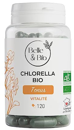 DETOX & ANTI-FATIGUE - Chlorella certifié Bio - Vitalité - Pilulier de 120 gélules - Cure 2 mois - Complément Alimentaire BELLE&BIO - Fabriqué en France