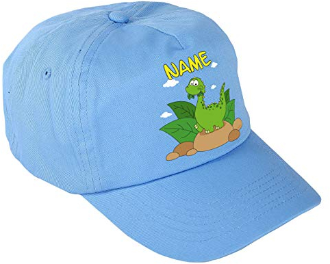 Striefchen® Blaues Dinosaurier Basecap für Jungs mit eigenem Namen