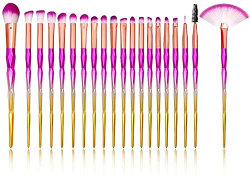 20pcs Makeup Brush Set, Premium Synthetic Kabuki Brushes Set for Foundation, Shading, Eyebrow, Face Blender, Makeup Brush Kit (PINK & GOLD)