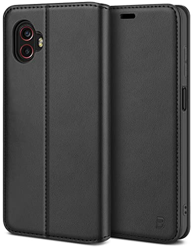 BEZ Handyhülle für Xcover 6 Pro Hülle, Premium Tasche Kompatibel für Samsung Galaxy Xcover 6 Pro, Tasche Case Schutzhüllen aus Klappetui mit Kreditkartenhaltern, Ständer, Magnetverschluss, Schwarz