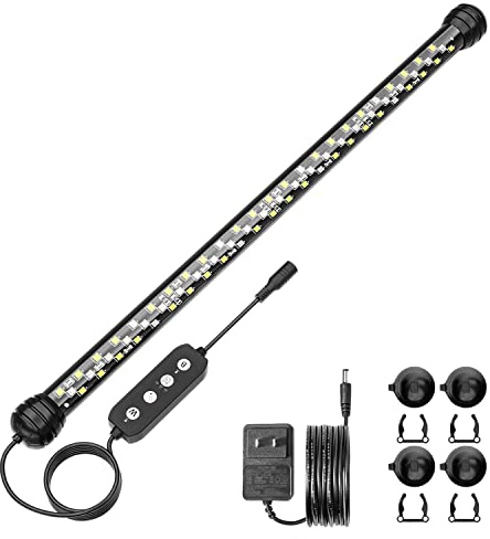 SEAOURA Illuminazione a LED per acquario con timer, luce per acquario con accensione / spegnimento automatico, spettro completo, 10 livelli di luminosità, per acquario