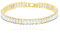Uloveido Gold Plated Rectangle Cut Cubic Zirconia Eternity Bracelet Crystal Tennis Bracelets for Women Mother's Day Birthday Gift Y1789 (Gold-White-19cm)