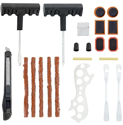 Vappore Pannenschutz-Set für Auto, Motorrad, Quad und Fahrrad, für alle Arten von Reifen, Reparatur von Reifen, 22 Stück, 5 Dochte, Messer und Fahrrad-Kit (22 Stück)