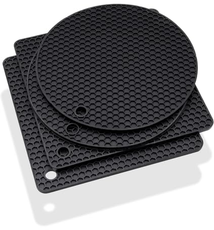 YDHfdc 4 Piezas Silicona Estera Antideslizante Salvamanteles de Silicona Multifuncionales Silicone Titular de La Olla Resistente Al Calor para Cocina y Mesa de Comedor