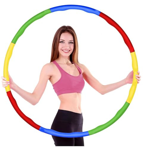 PEBBLE HUG Plastic Hoola Hoop, 8 Interlocked Pcs Hula Hoop, Exercise Ring for Fitness Indoor Outdoor Sports, Exercise Hula Hoop for Fitness Gymnastics, Dance, Pet Training