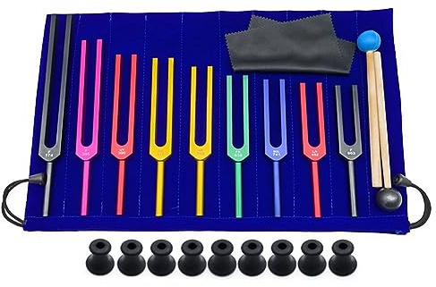 Cucioki 9 Piece Colorful Aluminum Alloy Tuning Forks Tuning Forks For Therapy, Voice Therapy Black, 500396045A3