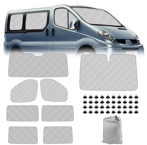 8 Reemplazos de Parasol Automóvil para Renault Trafic LWB 2001-2014 y Opel Vivaro LWB 2001-2014, Cubierta de Parasol Plegable