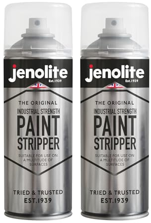 JENOLITE Industrial Strength Paint Stripper Aerosol | Non-Drip Gel Formula | 2x400ml | Paint Remover and Varnish Stripper | Paint Stripper For Metal, Wood, Brick, Concrete