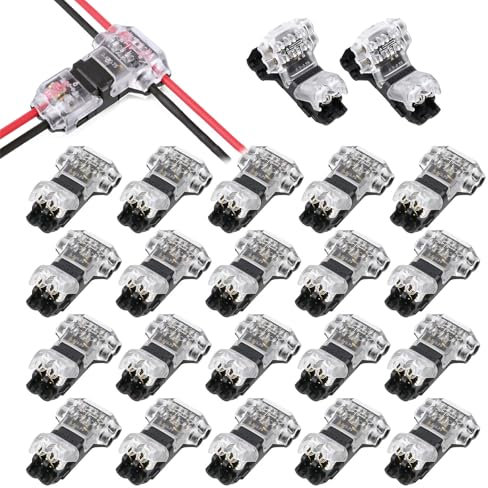 20PCS T Tap Wire Connectors 12V, Lylxienty Low Voltage Wire Connectors Cable 12V 3 Way 2 Pin, 12v Solderless Wire Splice Connectors, Quick Splice Wire Connector, No Wire Stripping for 18-22 AWG Wires