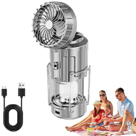 Faroles para camping, linterna solar, luces LED, equipo de camping, batería externa recargable impermeable con ventilador de refrigeración plegable para exteriores, tienda de campaña, tormenta