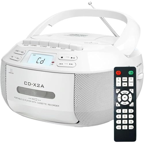 Bärbar CD-spelare Boombox, Personlig CD-musikspelare Radio Med Kraftfulla Dubbla Högtalare, Fjärrkontroll Och LED-display, AM/FM-radio, Klar Ljudkvalitet För Vintage-restauranger
