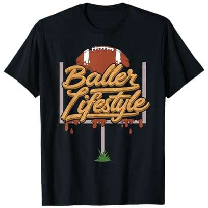 Baller Lifestyle Football Touchdown Season Game Day T-Shirt